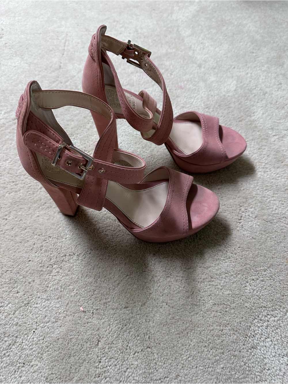 Vince Camuto Shayla Dusty Rose Strappy Block Heel Sandals